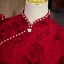Vintage / Retro Burgundy Pearl Lace Flower Prom Dresses 2022 A-Line / Princess High Neck Puffy Short Sleeve Floor-Length / Long Backless Formal Dresses