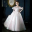 Charmant Blanche Laser Anniversaire Robe Ceremonie Fille 2022 Robe Boule De l'épaule Sans Manches Dos Nu Perle Perlage En Dentelle Fleur Longue Robe Ceremonie Fille