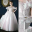 Charmant Blanche Laser Anniversaire Robe Ceremonie Fille 2022 Robe Boule De l'épaule Sans Manches Dos Nu Perle Perlage En Dentelle Fleur Longue Robe Ceremonie Fille
