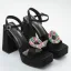 Roman Black Street Wear Rhinestone Womens Sandals 2022 10 cm Thick Heels Open / Peep Toe Sandals High Heels