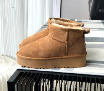 Keep Warm Brown Suede Street Wear Snow Boots 2024 Leather Round Toe Womens Boots