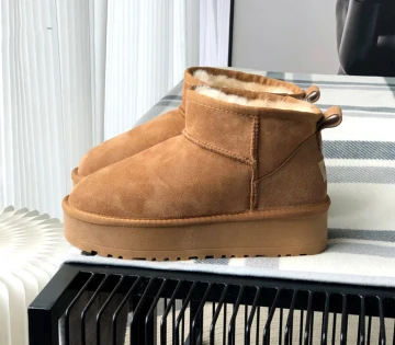 Blijf Warm Bruin Suede Straatkleding Snowboots 2024 Leer Ronde Neus Dames Laarzen