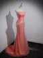 Scintillantes Sexy Rose Bonbon Paillettes Robe De Soirée 2023 Trompette / Sirène Bustier Sans Manches Dos Nu Train De Balayage Soirée Robe De Ceremonie