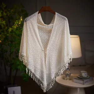 Vintage Witte Kant Gala Sjaals 2025