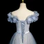 Chic / Belle Bleu Ciel Perlage Paillettes Appliques Robe De Bal 2023 Princesse De l'épaule Noeud Ceinture Sans Manches Dos Nu Longue Promo Robe De Ceremonie