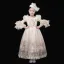 Vintage / Retro Medieval Champagne Flower Girl Dresses 2024 3D Lace Printing Floor-Length / Long High Neck 1/2 Sleeves A-Line / Princess Wedding Cosplay Prom Ball Gown Wedding Party Dresses