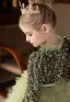 Sparkly Sage Green Cascading Ruffles Sequins Birthday Flower Girl Dresses 2024 A-Line / Princess High Neck Long Sleeve Bow Sash Floor-Length / Long Flower Girl Dresses