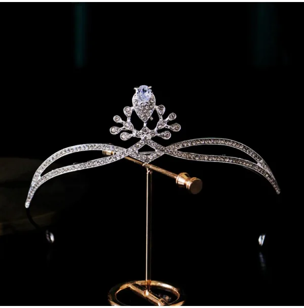 Sjarmerende Sølv Rhinestone Bryllup Har Tilbehor Krone 2024