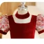 Chic / Beautiful Burgundy Printing Birthday Flower Girl Dresses 2023 Ball Gown Square Neckline Short Sleeve Backless Floor-Length / Long Flower Girl Dresses