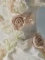 Luxury / Gorgeous Beige Cascading Ruffles Appliques Prom Dresses 2026 Ball Gown Off-The-Shoulder Short Sleeve Backless Chapel Train Formal Dresses