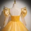 Elegant Gold Beading Sequins Prom Dresses 2024 Ball Gown Scoop Neck Long Sleeve Backless Floor-Length / Long Prom Formal Dresses