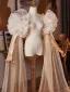 Unusual Champagne Handmade  Flower Tulle Prom shawl 2026
