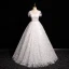Chic / Beautiful White Beading Appliques Prom Dresses 2024 Ball Gown Strapless Sleeveless Backless Floor-Length / Long Prom Formal Dresses