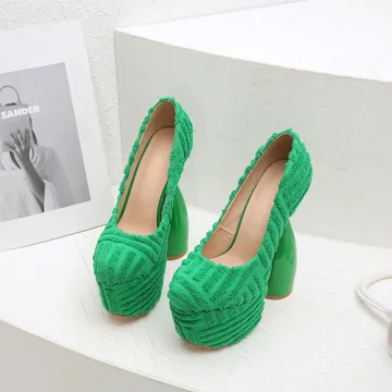 Inhabituel Vert Cocktail Escarpins Talons Hauts 2023 16 Cm Talons Aiguilles À Bout Rond Escarpins