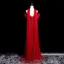 Sexy Red Glitter Evening Dresses 2025 Trumpet / Mermaid Off-The-Shoulder Short Sleeve Backless Floor-Length / Long Evening Party Formal Dresses