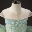 Charmant Vert Cendré Paillettes Volants en Cascade Anniversaire Robe Ceremonie Fille 2023 Robe Boule Encolure Dégagée Manches Courtes Dos Nu Longue