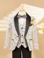 Blanche Tomber Hiver Paillettes 6 pièces Costume Garçon Mariage 2025 Manches Longues Bijoux De Corps Manteau Pantalon Chemise Cravate Gilet