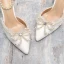 Vintage Witte Parel Rhinestone Strik Bruidsschoenen 2024 9 cm Naaldhakken / Stiletto Spitse Neus Huwelijk Hoge Hakken