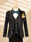 Black Fall Winter Long Sleeve Multi-Colors Sequins 6-piece Boys Wedding Suits 2025 Body Jewellery Coat Pants Shirt Tie Vest Boys Wedding Suits