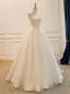 Schlicht High End Weiß Satin Brautkleider / Hochzeitskleider 2026 A Linie Bandeau Ärmellos Rückenfreies Lange