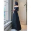 Chic / Belle Noire Paillettes Robe De Bal 2022 Princesse De l'épaule Manches Longues Dos Nu Ceinture Longue Promo Robe De Ceremonie