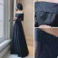 Chic / Belle Noire Paillettes Robe De Bal 2022 Princesse De l'épaule Manches Longues Dos Nu Ceinture Longue Promo Robe De Ceremonie