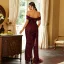 Glitzernden Sexy Burgunderrot Pailletten Abendkleider 2022 Meerjungfrau Off Shoulder Kurze Ärmel Rückenfreies Gespaltete Front Lange Abend Festliche Kleider