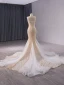 Sparkly High-end Champagne Handmade  Beading Pearl Sequins Evening Dresses 2024 Trumpet / Mermaid Strapless Sleeveless Backless Floor-Length / Long Evening Party