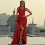 Audrey Hepburn Style Royal Blue Holiday Summer Evening Dresses 2022 Trumpet / Mermaid V-Neck Sleeveless Backless Split Front Floor-Length / Long Evening Party Formal Dresses