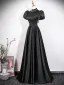 Audrey Hepburn-Stil Schwarz Ballkleider 2026 A Linie Stehkragen Geschwollenes Kurze Ärmel Rückenfreies Lange Festliche Kleider