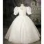 Bling Bling Ivory Pearl Sequins Birthday Flower Girl Dresses 2022 Ball Gown Scoop Neck Puffy Short Sleeve Floor-Length / Long Flower Girl Dresses