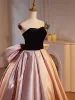 Elegant Blushing Pink Prom Dresses 2024 Ball Gown Strapless Sleeveless Backless Bow Floor-Length / Long Prom Formal Dresses
