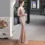 Charming White Beading Sequins Evening Dresses 2023 Trumpet / Mermaid V-Neck Sleeveless Backless Floor-Length / Long Evening Party Formal Dresses