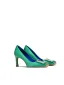 Vintage / Retro Mint Green Rhinestone Prom Pumps 2026 Leather 7 cm Stiletto Heels Square Toe Pumps High Heels