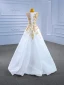 High-end White Pearl Sequins Asymmetrical Wedding Dresses 2022 A-Line / Princess Scoop Neck Sleeveless Wedding