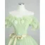Elegant Sage Green Sequins Appliques Prom Dresses 2023 Ball Gown Off-The-Shoulder Sleeveless Backless Bow Sash Floor-Length / Long Formal Dresses