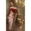 Sexy Rougissant Rose Fendue devant Robe De Soirée 2023 Trompette / Sirène De l'épaule Noeud Manches Courtes Dos Nu Thé Longueur Robe De Ceremonie