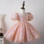 Sparkly Pool Blue Sequins Prom Flower Girl Dresses 2022 Ball Gown Scoop Neck Short Sleeve Short Flower Girl Dresses