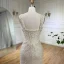 Haut de Gamme Beige Fait main Perlage Faux Diamant Fendue devant Robe De Bal 2024 Trompette / Sirène Encolure Carrée Sans Manches Dos Nu Train De Balayage Promo Robe De Ceremonie