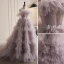 Charmant Lavendel Fallende Rüsche Abendkleider 2023 Ballkleid Bandeau Ärmellos Rückenfreies Sweep / Pinsel Zug Abend Festliche Kleider