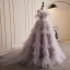Charmant Lavendel Fallende Rüsche Abendkleider 2023 Ballkleid Bandeau Ärmellos Rückenfreies Sweep / Pinsel Zug Abend Festliche Kleider