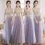 Elegant Purple Lace Flower Bridesmaid Dresses 2022 A-Line / Princess Beading Pearl Sequins Short Sleeve Backless Floor-Length / Long Bridesmaid Wedding Party Dresses