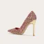 Sexy Multifarben Pailletten Leder Rot Brautschuhe 2023 10 cm Stilettos Spitzschuh Hochzeit Pumps Hochhackige