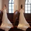 Schlicht Mode Ivory / Creme Satin Brautkleider / Hochzeitskleider 2022 Meerjungfrau Spaghettiträger Ärmellos Rückenfreies Schleife Hof-Schleppe Hochzeit