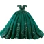 Vintage / Retro High-end Dark Green Handmade  Beading Rhinestone Sequins Prom Dresses 2023 Ball Gown Off-The-Shoulder Sleeveless Backless Court Train