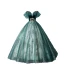 Elegant Dark Green Beading Sequins Prom Dresses 2023 Ball Gown Off-The-Shoulder Short Sleeve Backless Floor-Length / Long Prom Formal Dresses