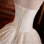 Vintage / Retro Modest / Simple Ivory Ruffle Flower Wedding Dresses 2023 Ball Gown Strapless Sleeveless Backless Sweep Train Wedding Dresses