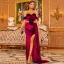 Charmant Schwarz Strass Gespaltete Front Abendkleider 2022 Meerjungfrau Off Shoulder Kurze Ärmel Rückenfreies Sweep / Pinsel Zug Abend Festliche Kleider