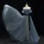 Chic / Beautiful Ocean Blue Glitter Bow Sash Prom Dresses 2025 A-Line / Princess Strapless Sleeveless Backless Floor-Length / Long Prom Formal Dresses
