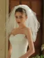 Elegant White Pearl Bridal Wedding Veils 2025 0.5 m Tulle
